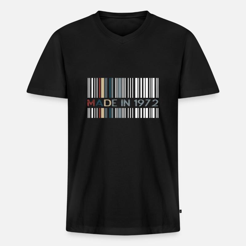 Barcode 1972 - Männer Premium Bio T-Shirt mit V-Ausschnitt - Schwarz