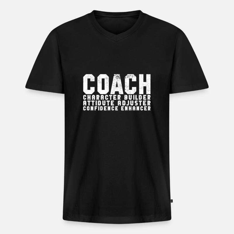 Coach Character Builder Attitude - Männer Premium Bio T-Shirt mit V-Ausschnitt - Schwarz