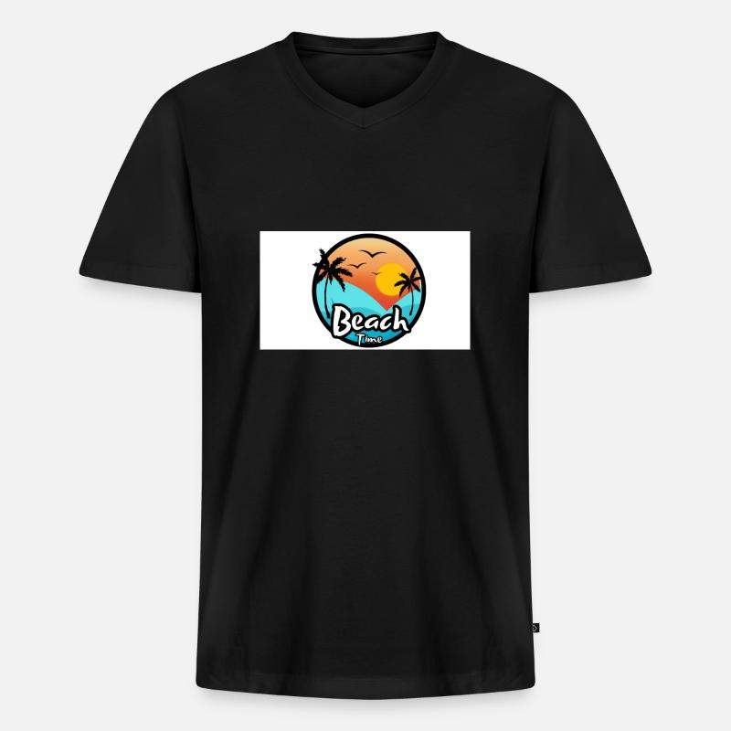 Beach - Männer Premium Bio T-Shirt mit V-Ausschnitt - Schwarz