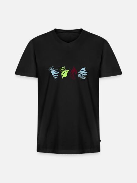 Die 4 Elemente (DEUTSCH) - Männer Premium Bio T-Shirt mit V-Ausschnitt - Schwarz