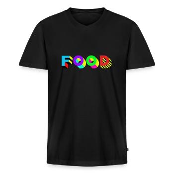 Nourriture savoureuse - T-shirt encolure en V Premium bio Homme - noir - Devant - Nico (187cm)