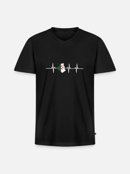 Heartbeat Algeria - Men's Premium Organic T-shirt with V-neck - black