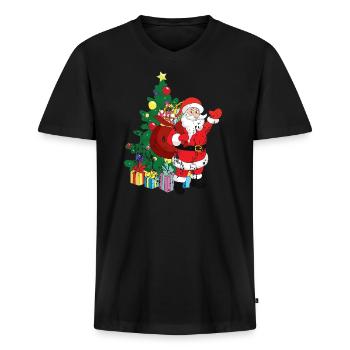 Retro vintage grunge style Christmas - Men's Premium Organic T-shirt with V-neck - black - Front - Nico (187cm)