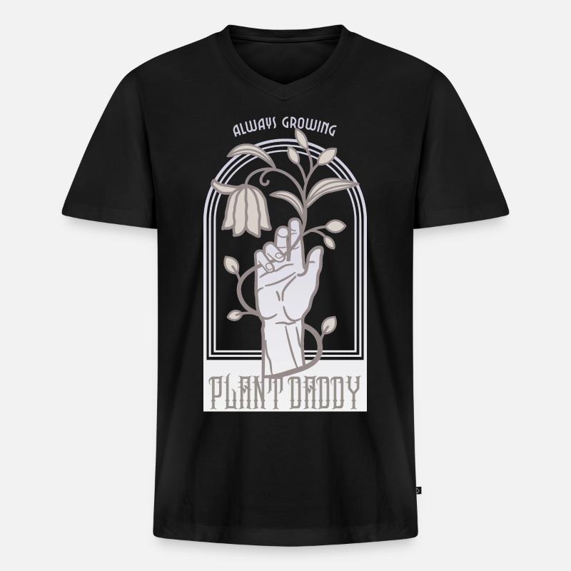 Plant Daddy - Männer Premium Bio T-Shirt mit V-Ausschnitt - Schwarz
