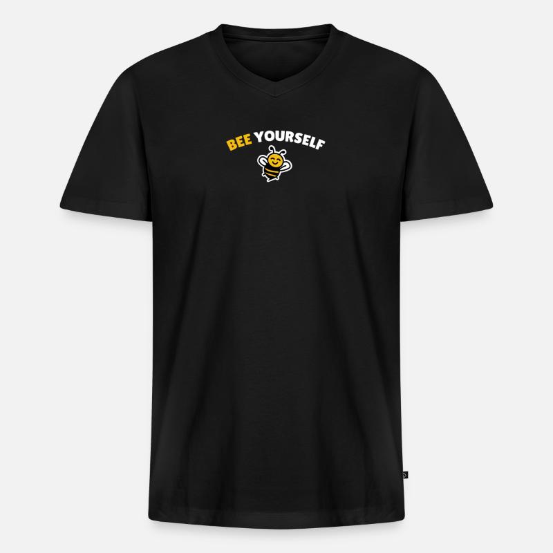 Bee yourself - Männer Premium Bio T-Shirt mit V-Ausschnitt - Schwarz