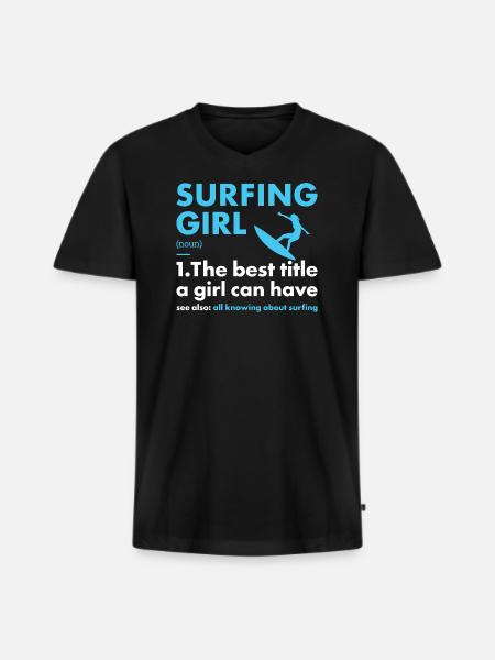 Sport Fille Surf - T-shirt encolure en V Premium bio Homme - noir