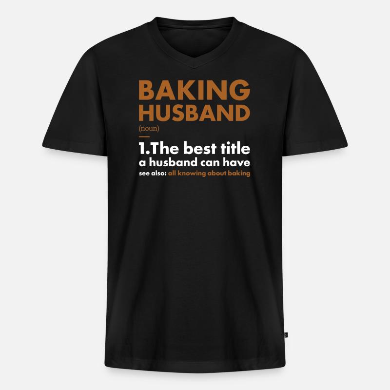 Baker Husband Definition Baking - Männer Premium Bio T-Shirt mit V-Ausschnitt - Schwarz
