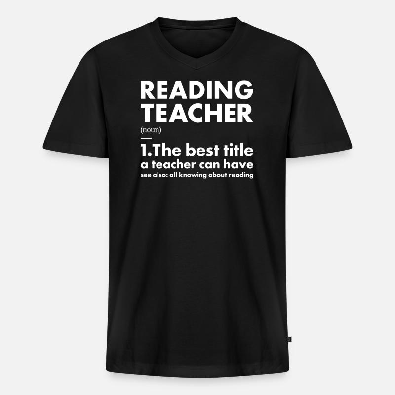 Reader Teacher Definition Reading - Männer Premium Bio T-Shirt mit V-Ausschnitt - Schwarz