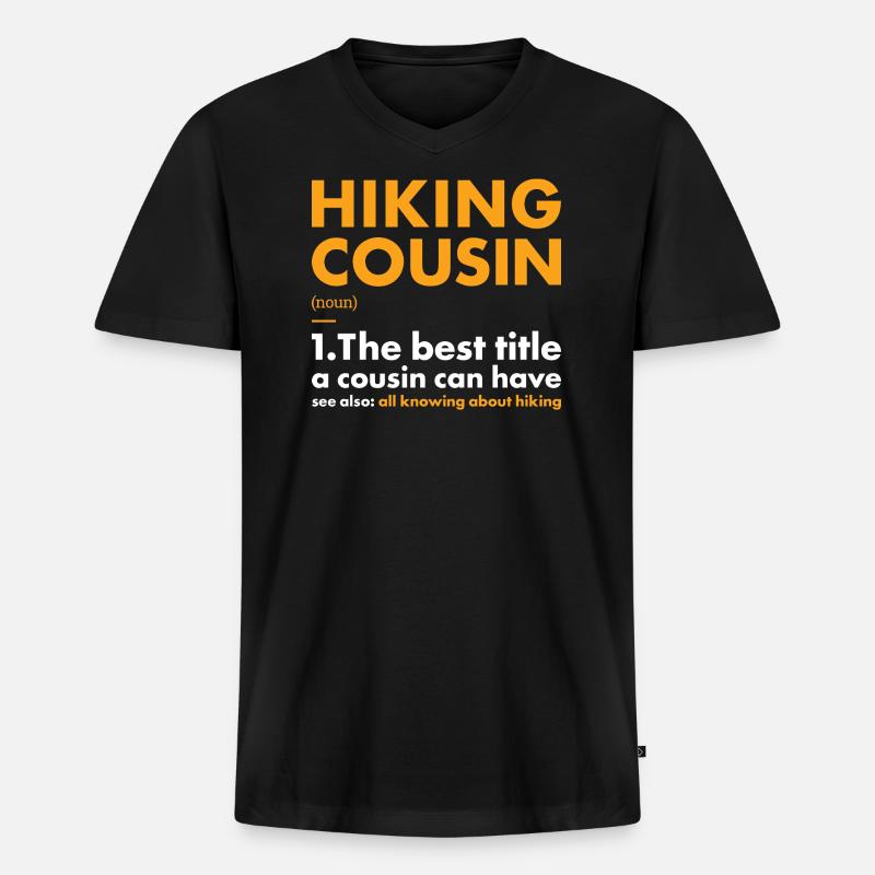 Hiker Cousin Definition Hiking - Männer Premium Bio T-Shirt mit V-Ausschnitt - Schwarz
