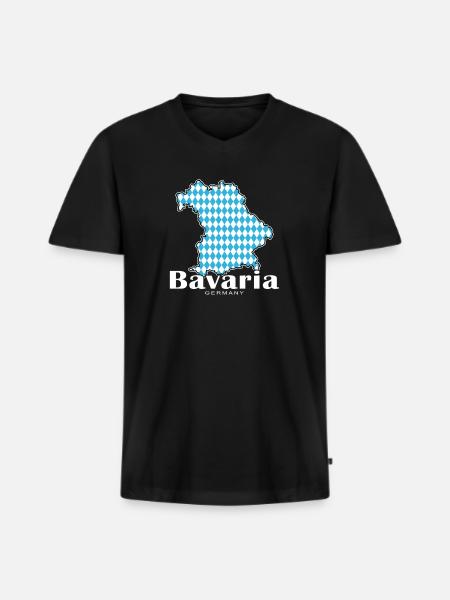 Bavaria Germany Contour Flag - Men's Premium Organic T-shirt with V-neck - black