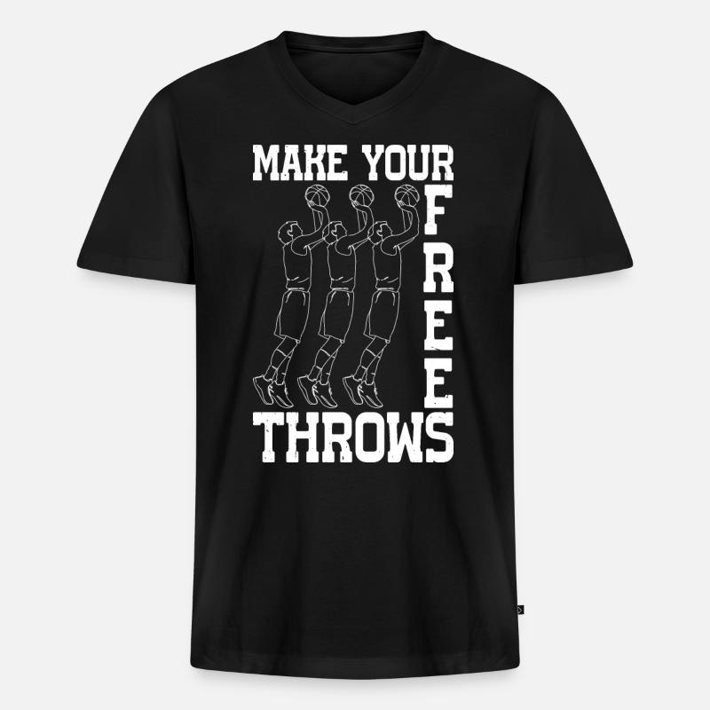 Make Your Free Throws 6 - Männer Premium Bio T-Shirt mit V-Ausschnitt - Schwarz