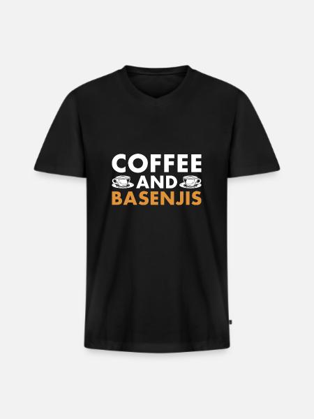 Dog Coffee And Basenji - Men's Premium Organic T-shirt with V-neck - black