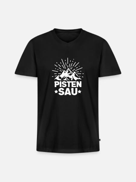 Pistensau - Männer Premium Bio T-Shirt mit V-Ausschnitt - Schwarz