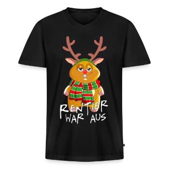 Rentier war aus Weihnachtsgeschenk xmas - Männer Premium Bio T-Shirt mit V-Ausschnitt - Schwarz - Vorne - Nico (187cm)