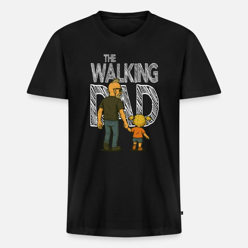 The Walking DAD - Männer Premium Bio T-Shirt mit V-Ausschnitt - Schwarz