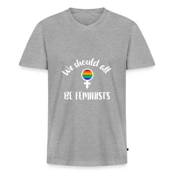 Equality - Men's Premium Organic T-shirt with V-neck - heather grey - Front