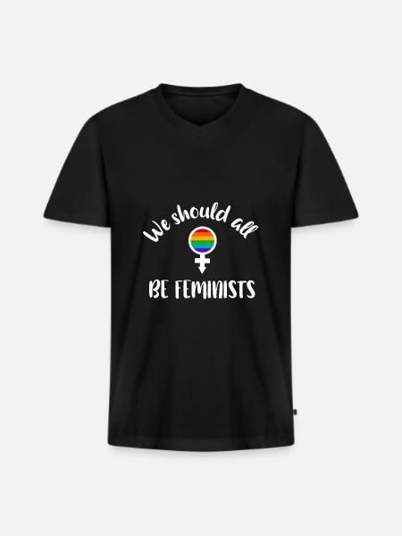 Égalité - T-shirt encolure en V Premium bio Homme - noir