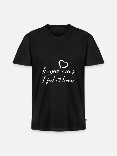 Your love completes me - Men's Premium Organic T-shirt with V-neck - black