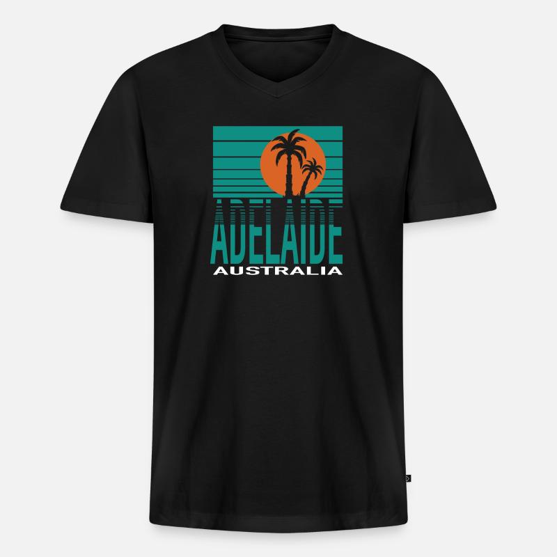 ADELAIDE - Männer Premium Bio T-Shirt mit V-Ausschnitt - Schwarz
