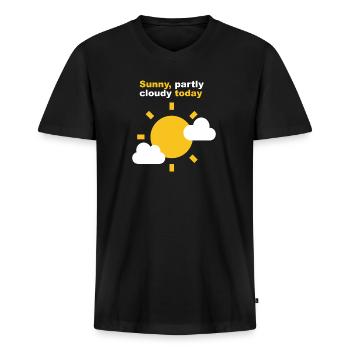 Ensoleillé partiellement nuageux aujourd’hui - T-shirt encolure en V Premium bio Homme - noir - Devant - Nico (187cm)
