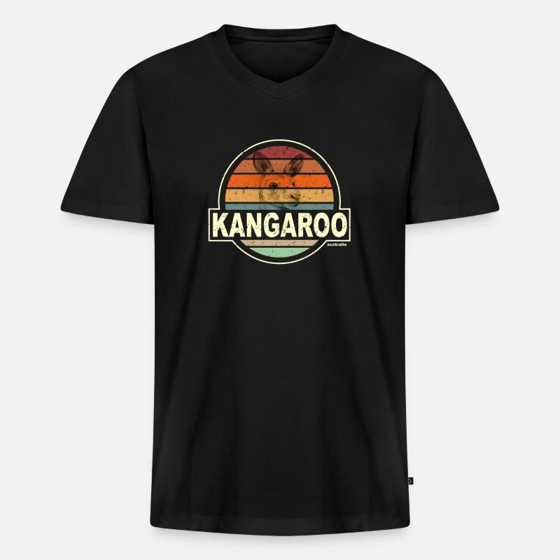 KANGAROO australia - Männer Premium Bio T-Shirt mit V-Ausschnitt - Schwarz