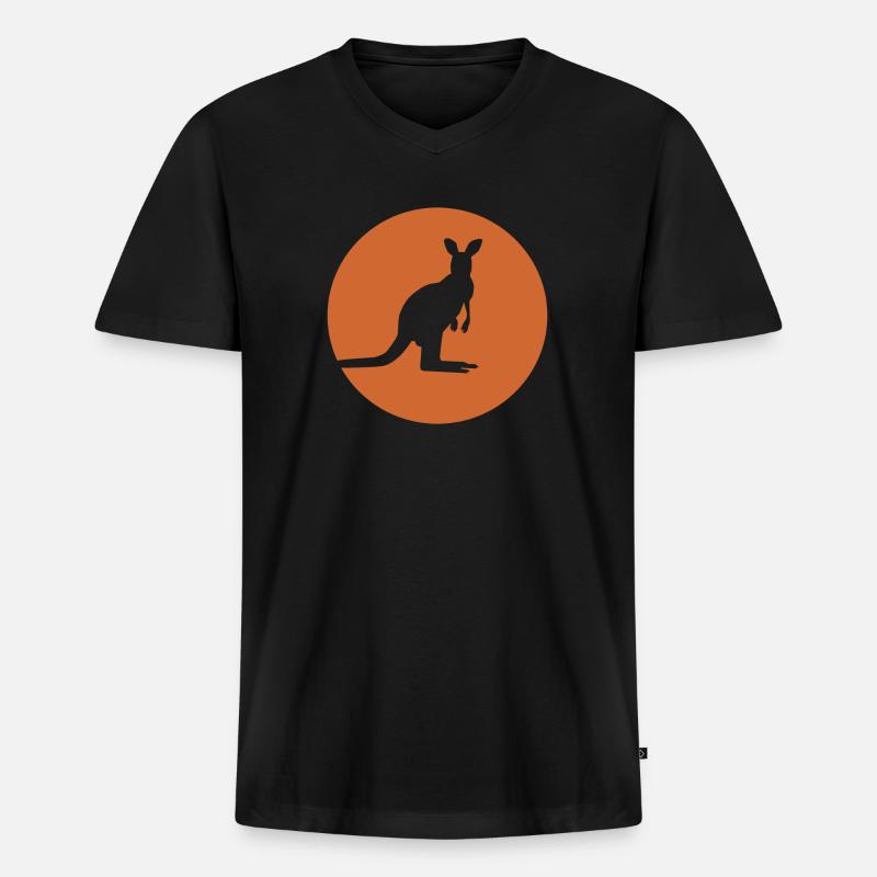 Kangaroo - Australia - Männer Premium Bio T-Shirt mit V-Ausschnitt - Schwarz