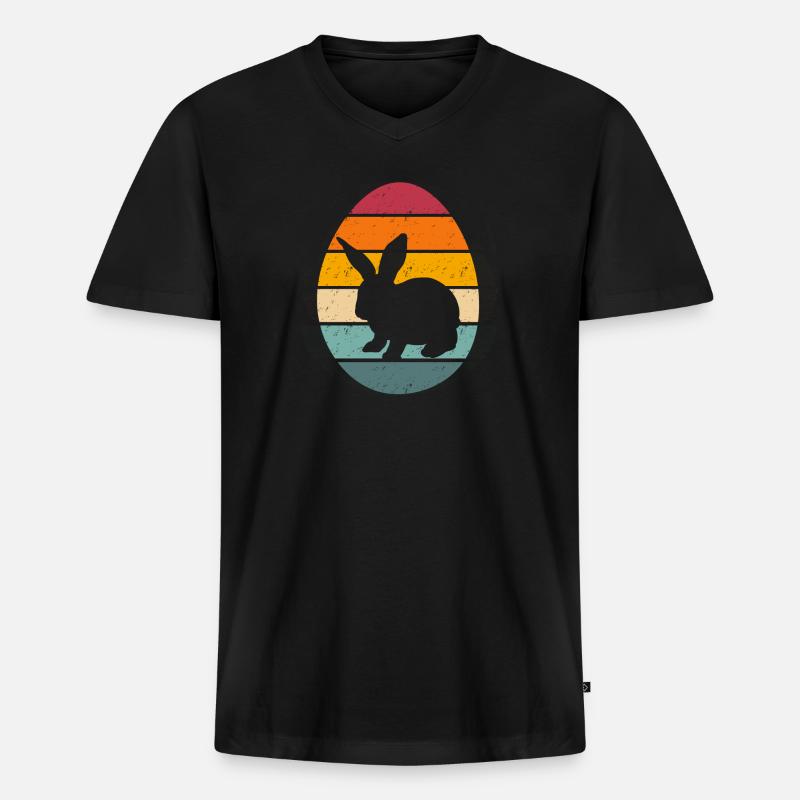 Easter Egg with bunny - Männer Premium Bio T-Shirt mit V-Ausschnitt - Schwarz