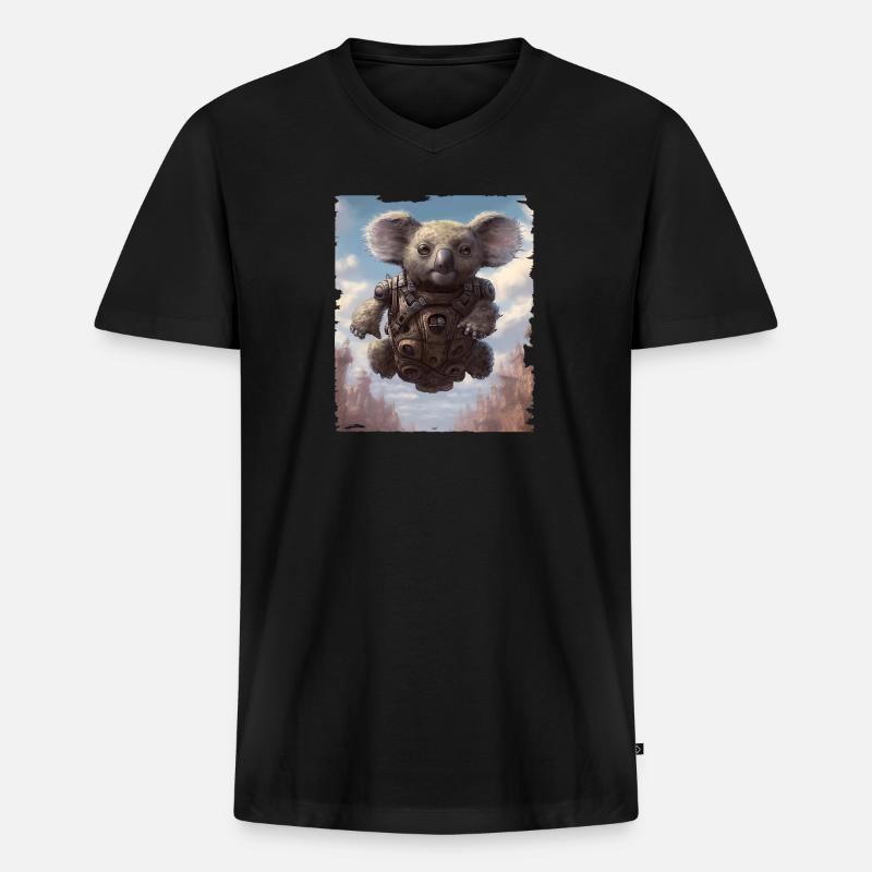 Koala Bear - Männer Premium Bio T-Shirt mit V-Ausschnitt - Schwarz