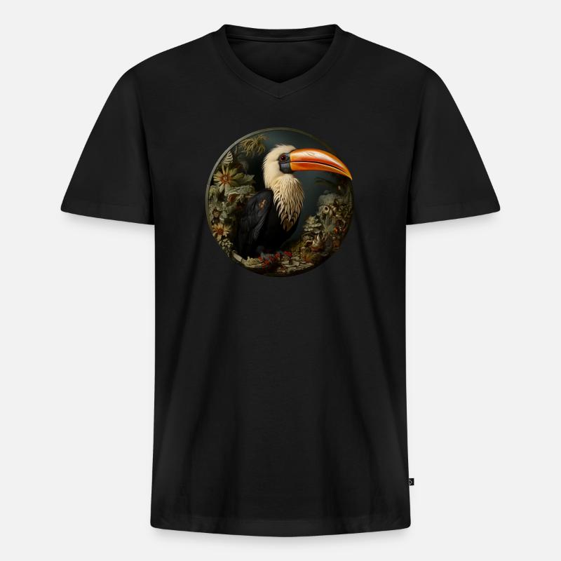 Utopian bird - Männer Premium Bio T-Shirt mit V-Ausschnitt - Schwarz