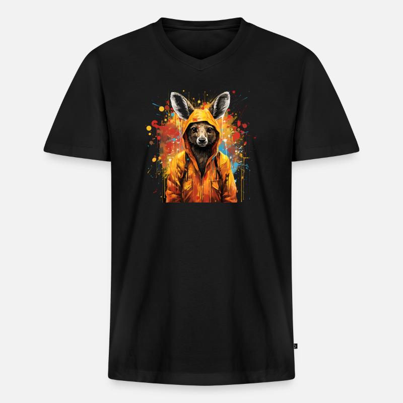 kangaroo graffiti - Männer Premium Bio T-Shirt mit V-Ausschnitt - Schwarz