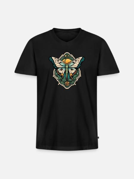 Papillon - T-shirt encolure en V Premium bio Homme - noir