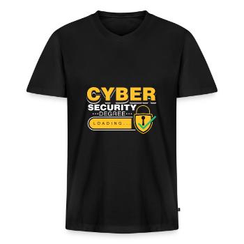 Cybersecurity Degree Informatik Student Spruch - Männer Premium Bio T-Shirt mit V-Ausschnitt - Schwarz - Vorne - Nico (187cm)
