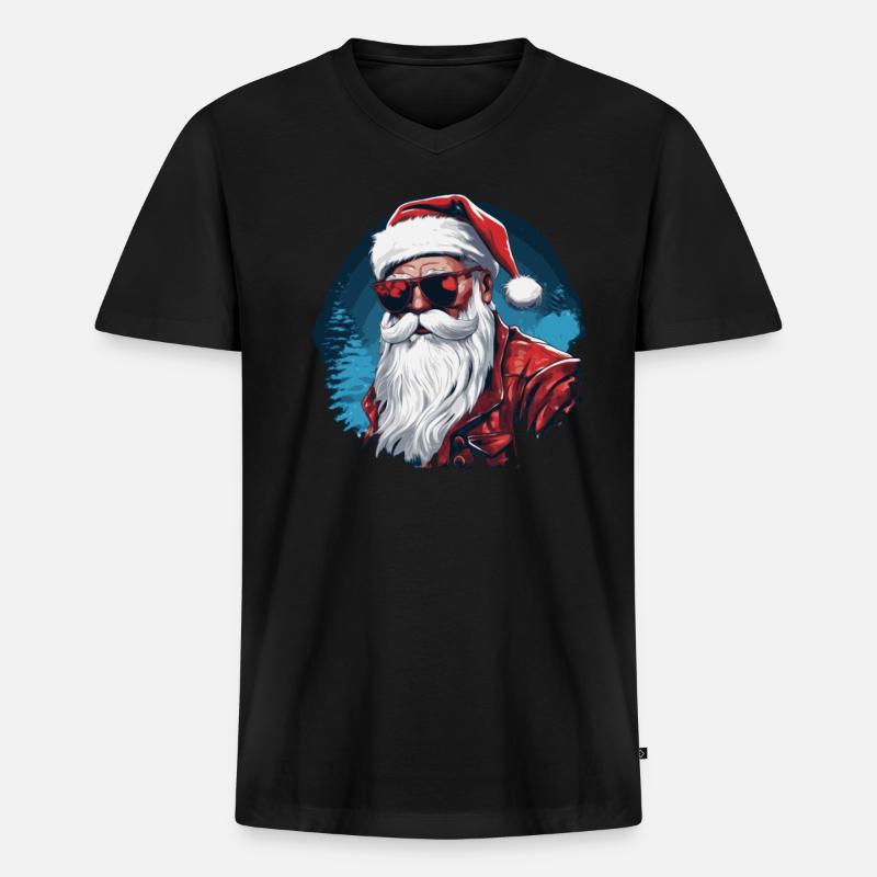 Frohe Weihnachten - Männer Premium Bio T-Shirt mit V-Ausschnitt - Schwarz