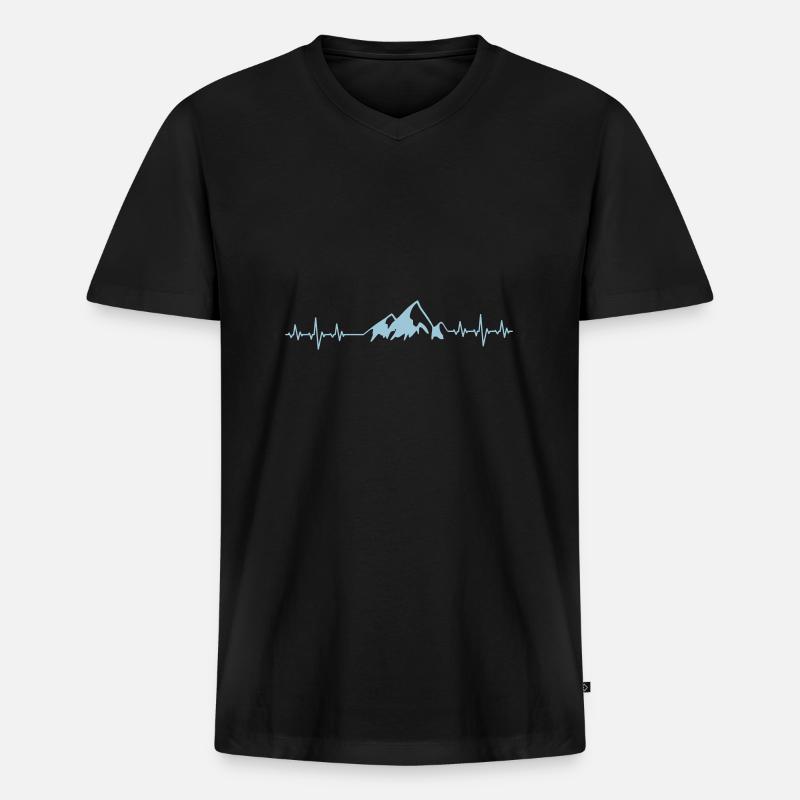 berge - Männer Premium Bio T-Shirt mit V-Ausschnitt - Schwarz