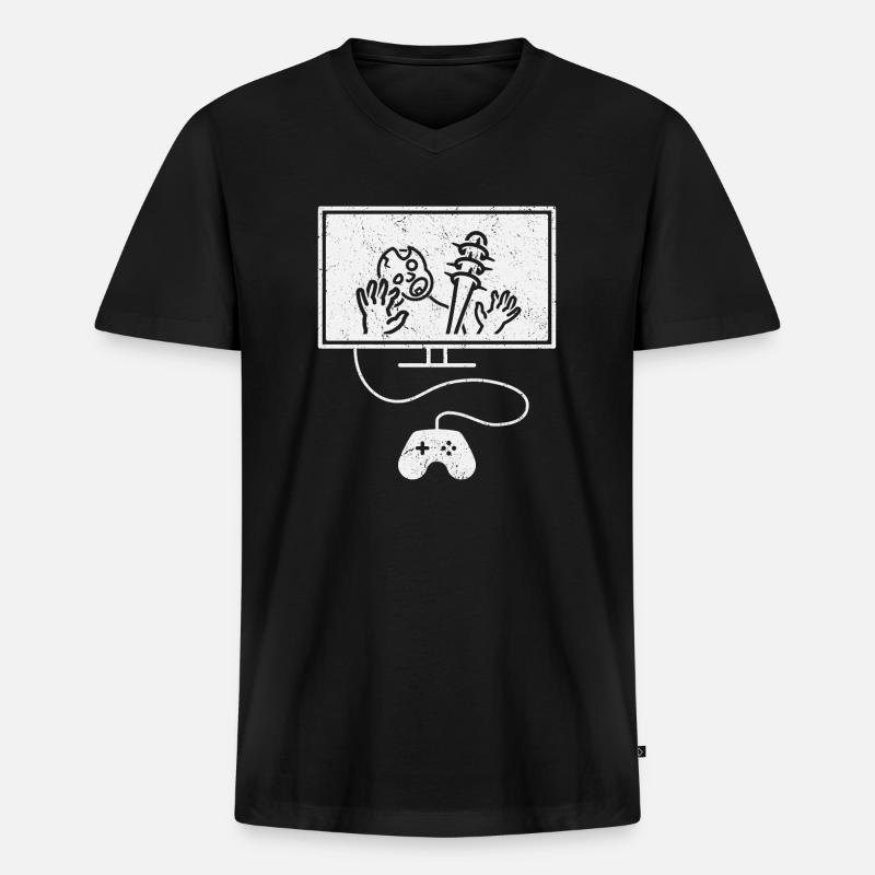 Spielen mit Zombies - Männer Premium Bio T-Shirt mit V-Ausschnitt - Schwarz