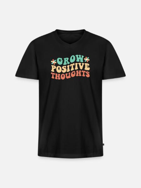Grow Positive Thoughts - Men's Premium Organic T-shirt with V-neck - black