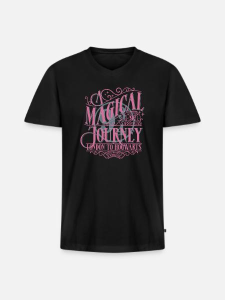 Harry Potter Platform 9 ¾ Design In Pink & Blue - Men's Premium Organic T-shirt with V-neck - black