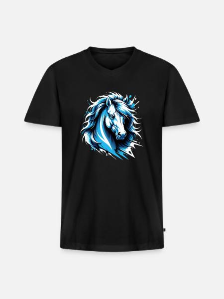 Dallas Pferd. Texas - Männer Premium Bio T-Shirt mit V-Ausschnitt - Schwarz