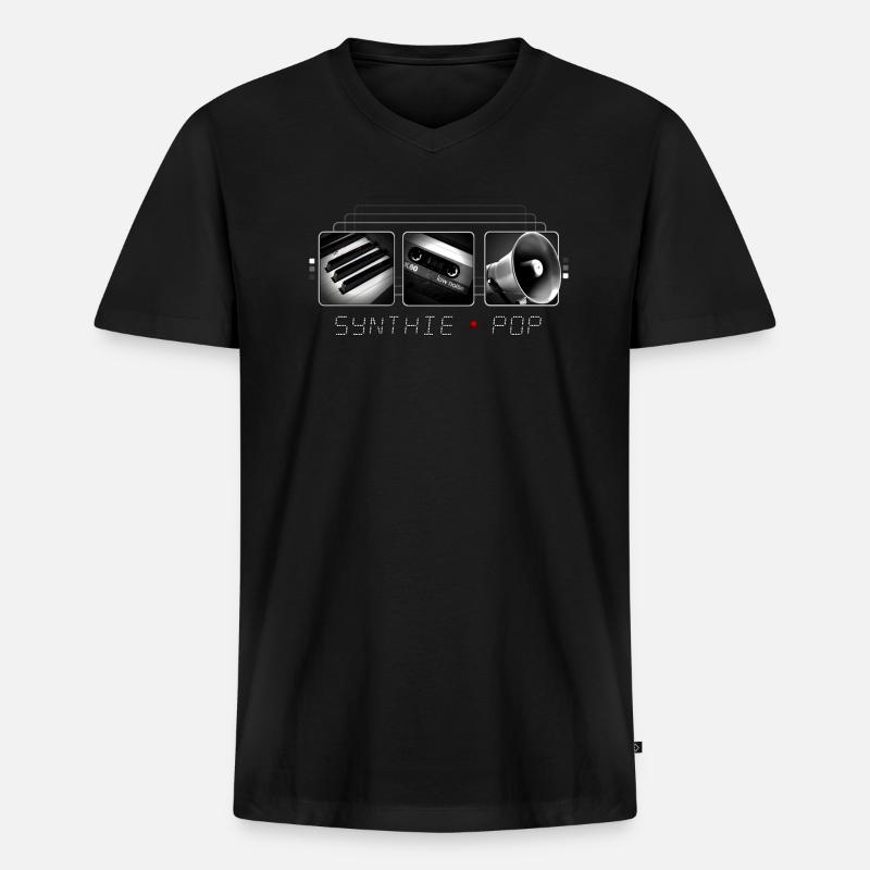 Synthie Pop - Retro - 80er - Kult - Geschenk - Männer Premium Bio T-Shirt mit V-Ausschnitt - Schwarz