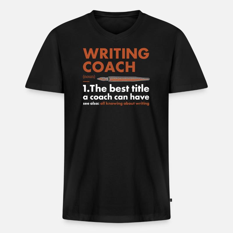 Writer Coach Definition Writing - Männer Premium Bio T-Shirt mit V-Ausschnitt - Schwarz