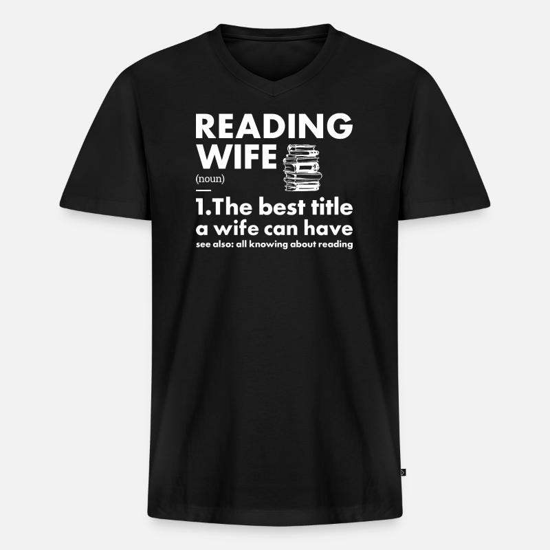 Reader Wife Definition Reading - Männer Premium Bio T-Shirt mit V-Ausschnitt - Schwarz