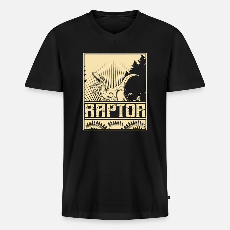 Raptor - Männer Premium Bio T-Shirt mit V-Ausschnitt - Schwarz