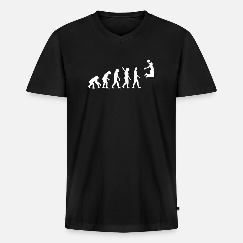 Basketball Evolution - Männer Premium Bio T-Shirt mit V-Ausschnitt - Schwarz