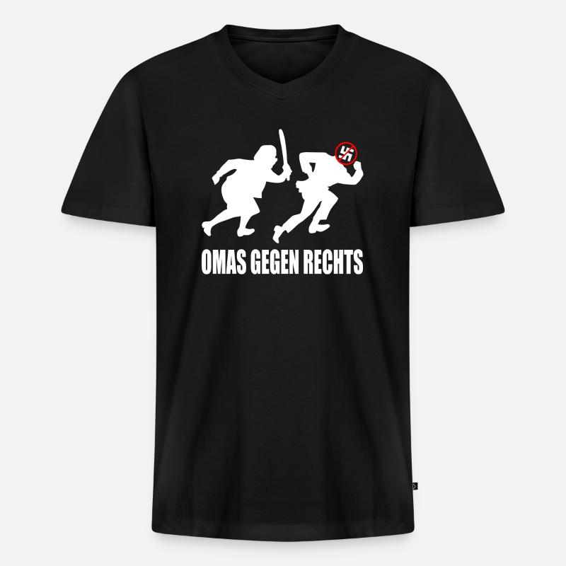 Omas gegen rechts - Männer Premium Bio T-Shirt mit V-Ausschnitt - Schwarz