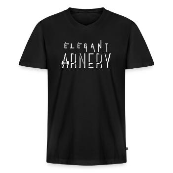 Eleganter Arnery - Männer Premium Bio T-Shirt mit V-Ausschnitt - Schwarz - Vorne - Nico (187cm)