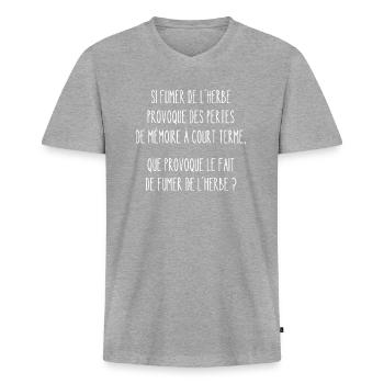pertes de mémoire - T-shirt encolure en V Premium bio Homme - gris chiné - Devant