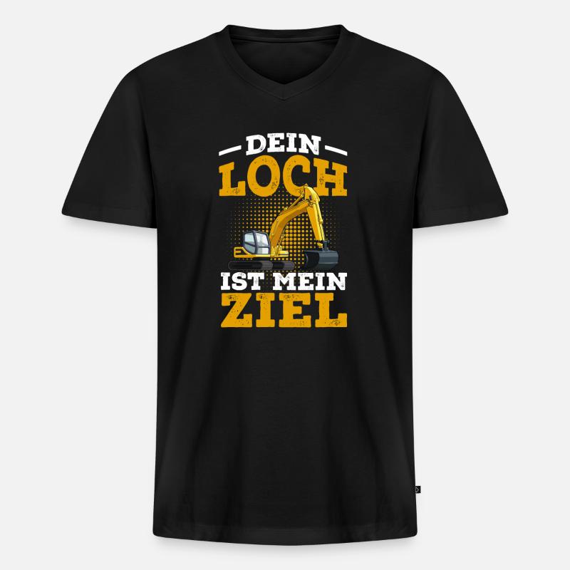 Bagger Spruch Baumaschine Geschenk - Männer Premium Bio T-Shirt mit V-Ausschnitt - Schwarz