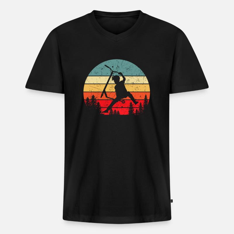 Scooter Stunt Tretroller Geschenkidee - Männer Premium Bio T-Shirt mit V-Ausschnitt - Schwarz