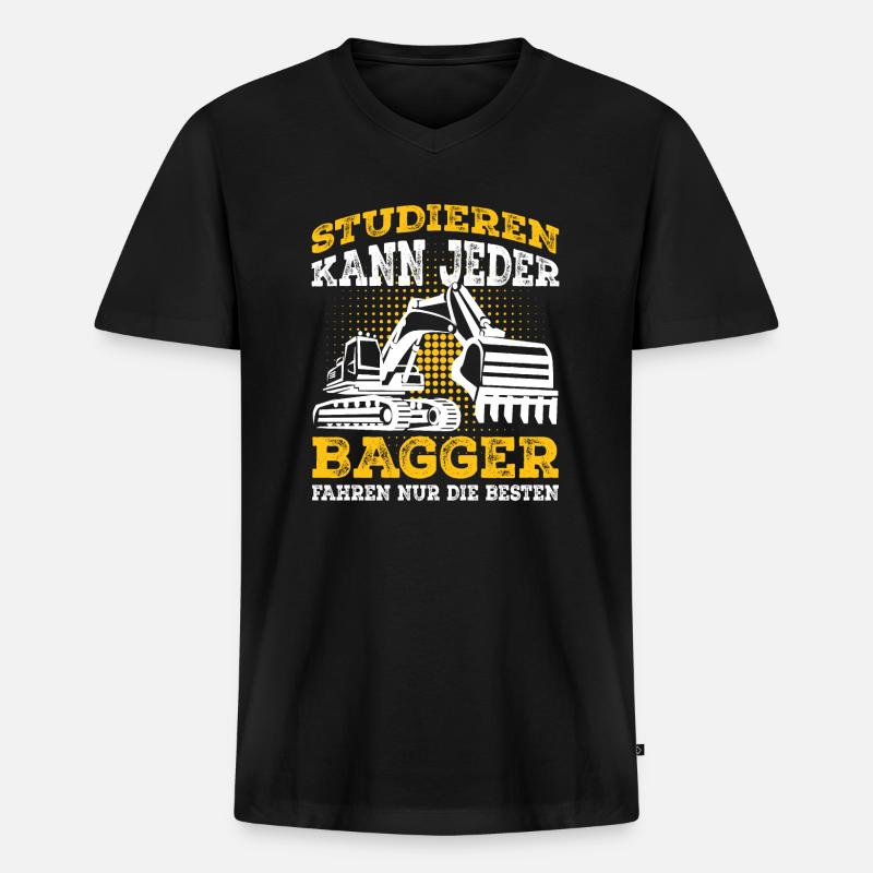 Baggerfahrer Sprüche Bagger Geschenk - Männer Premium Bio T-Shirt mit V-Ausschnitt - Schwarz