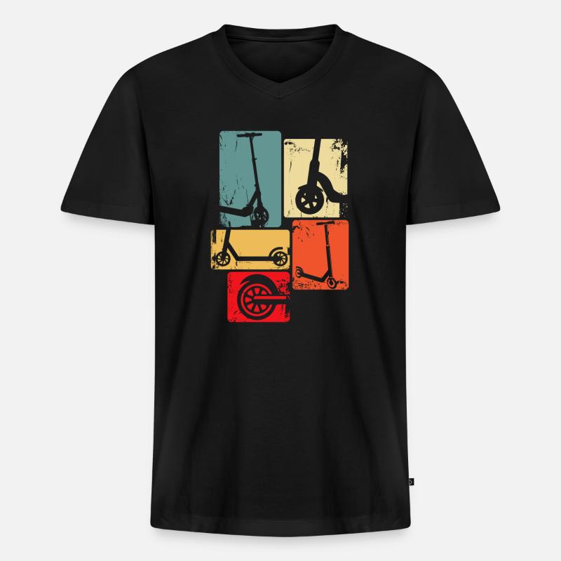 Scooter Roller Stunt Tretroller Geschenk - Männer Premium Bio T-Shirt mit V-Ausschnitt - Schwarz